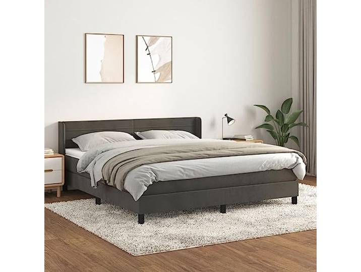 RJPLMFV Lattenrost, Matratze, Velours, Dunkelgrau, 180 x 200 cm Verstellbarer Kopf, Taschenfedern, mittlere Unterstützung, weicher Matratzenschoner