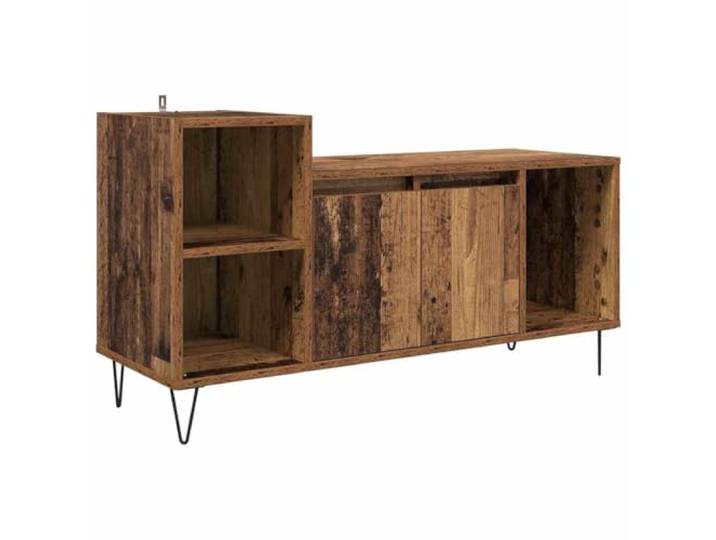 KUPTYERFG TV-Schrank Altholz-Optik 100x35x55 cm Lowboard Holzwerkstoff Stabiles Lowboard mit Eisenbeinen und praktischem Stauraum fürs Wohnzimmer oder Schlafzimmer.