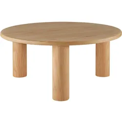 TecTake GmbH tectake Couchtisch Sisi, rund, Beine aus Massivholz  Eiche Hell
