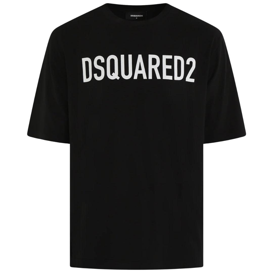 Dsquared2 Loose Fit Markenlogo Schwarzes T-shirt