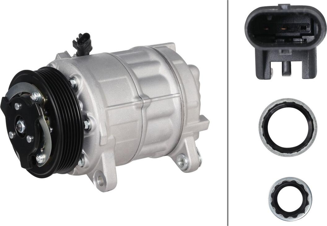 Klimakompressor 12 V Ø 110 mm HELLA Thermo-Expertise passend für u.a. BMW 5er