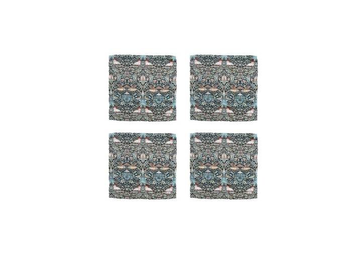 Stoffserviette 4ER SET Morris Bird, Waldgrün, Vogel, 45x45 cm, hochwertige Qualität, Geschirr, Tischkultur & Serviergeschirr, Servietten