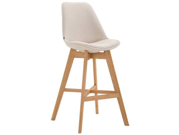 Tabouret de bar chaise haute design scandinave moderne en tissu creme 10_0000925