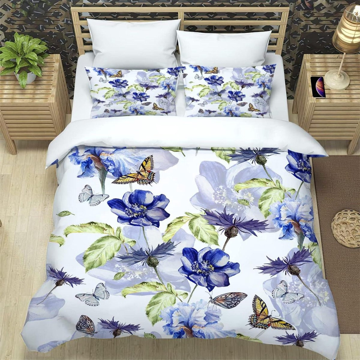 Dekbedovertrek Set met Kussensloop Bloemen 135x200 cm