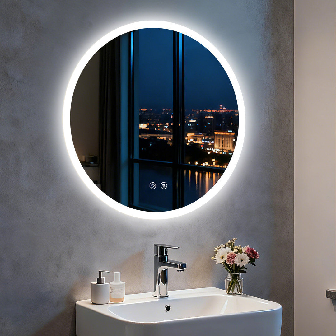 Metro Round Lighted Wall Mounted Bathroom Mirror 50 cm H x 50 cm W
