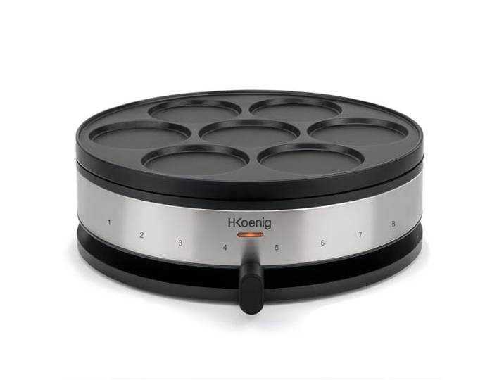 H.Koenig Elektrischer Crêpes Maker KREP56, Crêpes Maker 2 in 1 Wendeplatten, Crêpe Party, Crêpes und Mini Crêpes, Regelbarer Thermostat 230°, Antihaftbeschichtete Kochplatten 33 cm und 10cm, 1500W