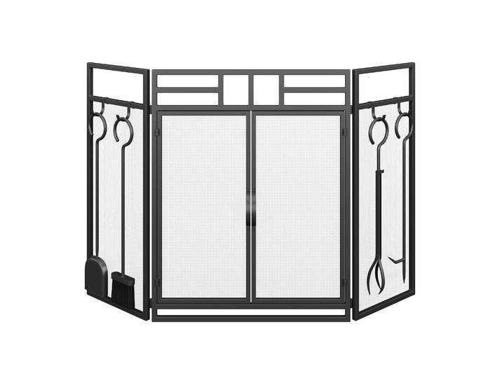 Kaminschutzgitter mit Kaminwerkzeug 123 x 77 cm