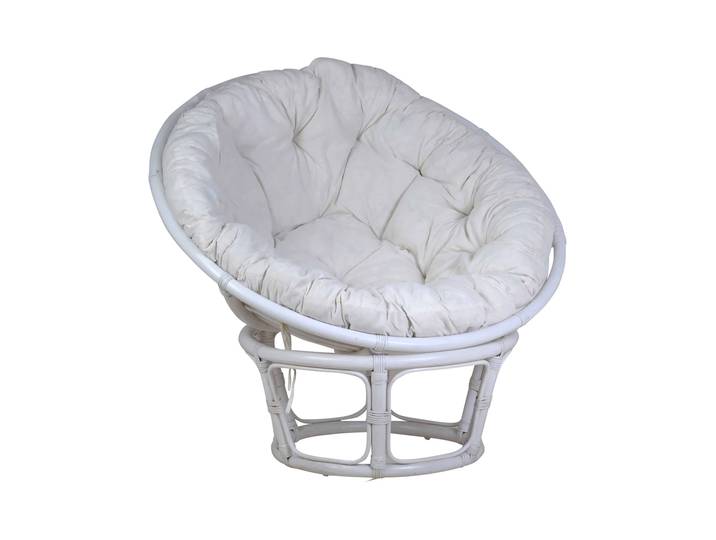 Sessel 'Papasan' weiß, Ø 80 cm Rattan Modern