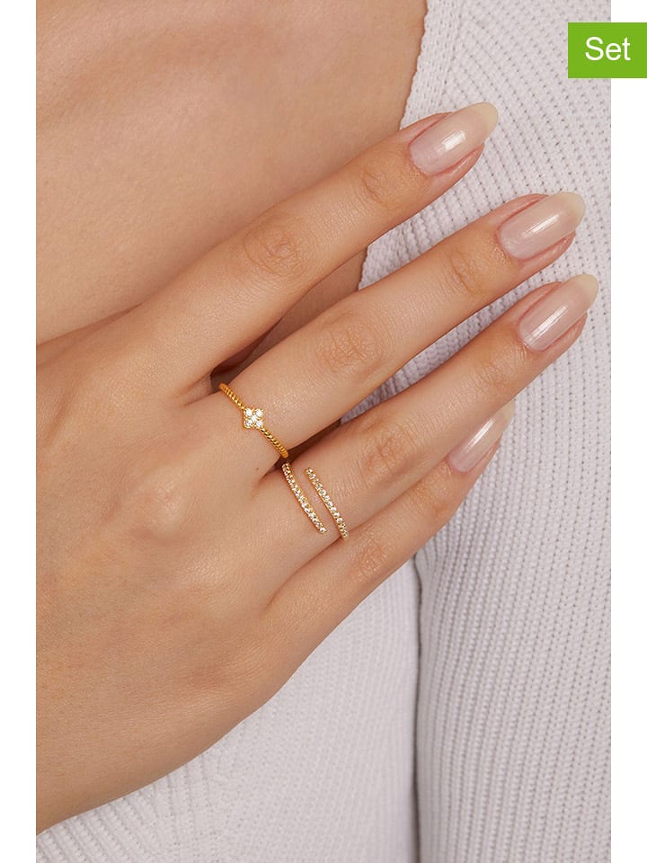 Heliophilia 2er-Set: Vergold. Ringe mit Edelsteinen - onesize