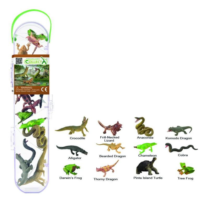 Collecta Doos met 12 handgeschilderde reptielen en amfibieën figuurtjes model A1194