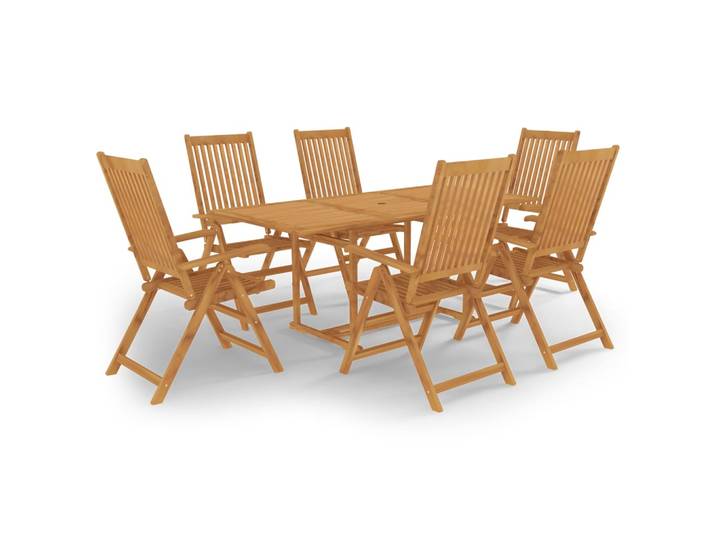 vidaXL 7-tlg. Garten-Essgruppe Massivholz Teak