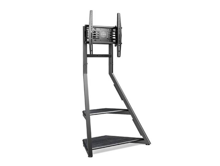 FITUEYES TV-Ständer mit Ablagen, höhenverstellbar, ±15° schwenkbar, 32-65 Zoll, (bis 65,00 Zoll, 5° bis -15° neigbar, für Rollen nachrüstbar)