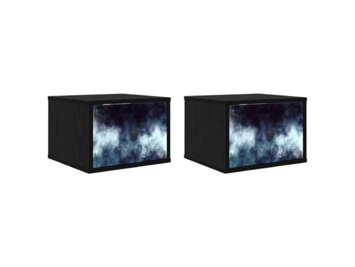 Favemtsl Wandmontierter Nachttisch Schwarz Eichen-Optik 2er-Set Modernes Hänge-Nachttisch-Set fürs Schlafzimmer mit 2 Schubladen, robustem Holzwerkstoff und platzsparendem Design.