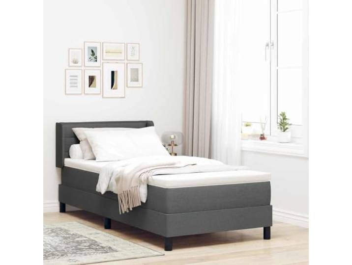 Polyester Boxspringbett Modern Stilvoll Modell Elegant Grau 200 x 90 cm Boxspringbett mit Matratze Dunkelgrau 200 x 90 cm Polyester Komfort-Bett mit verstellbarem Kopfteil und Topper fuer