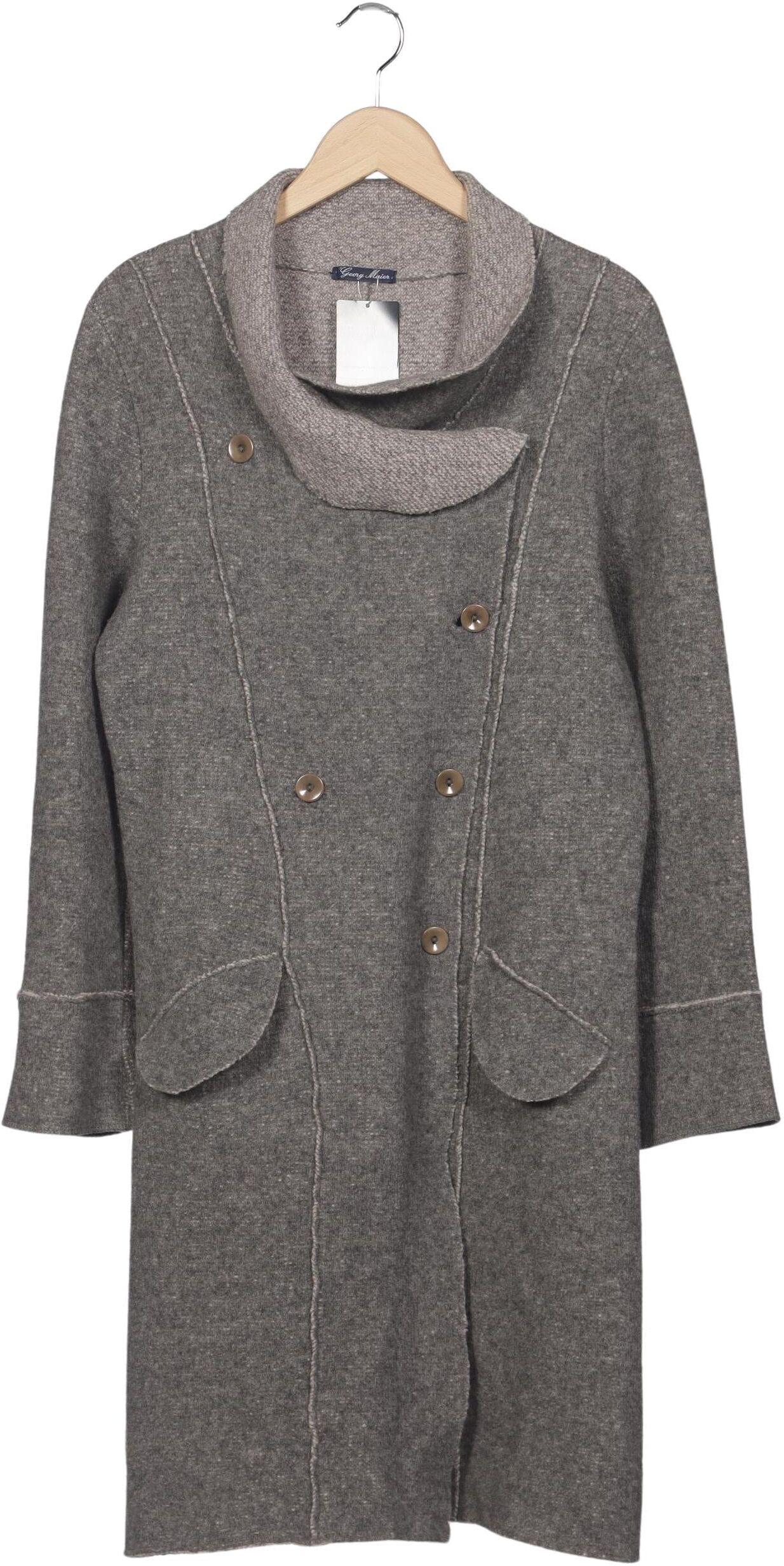 Georg Maier Damen Strickjacke, Grau, Gr. L, Schurwolle - Second Hand