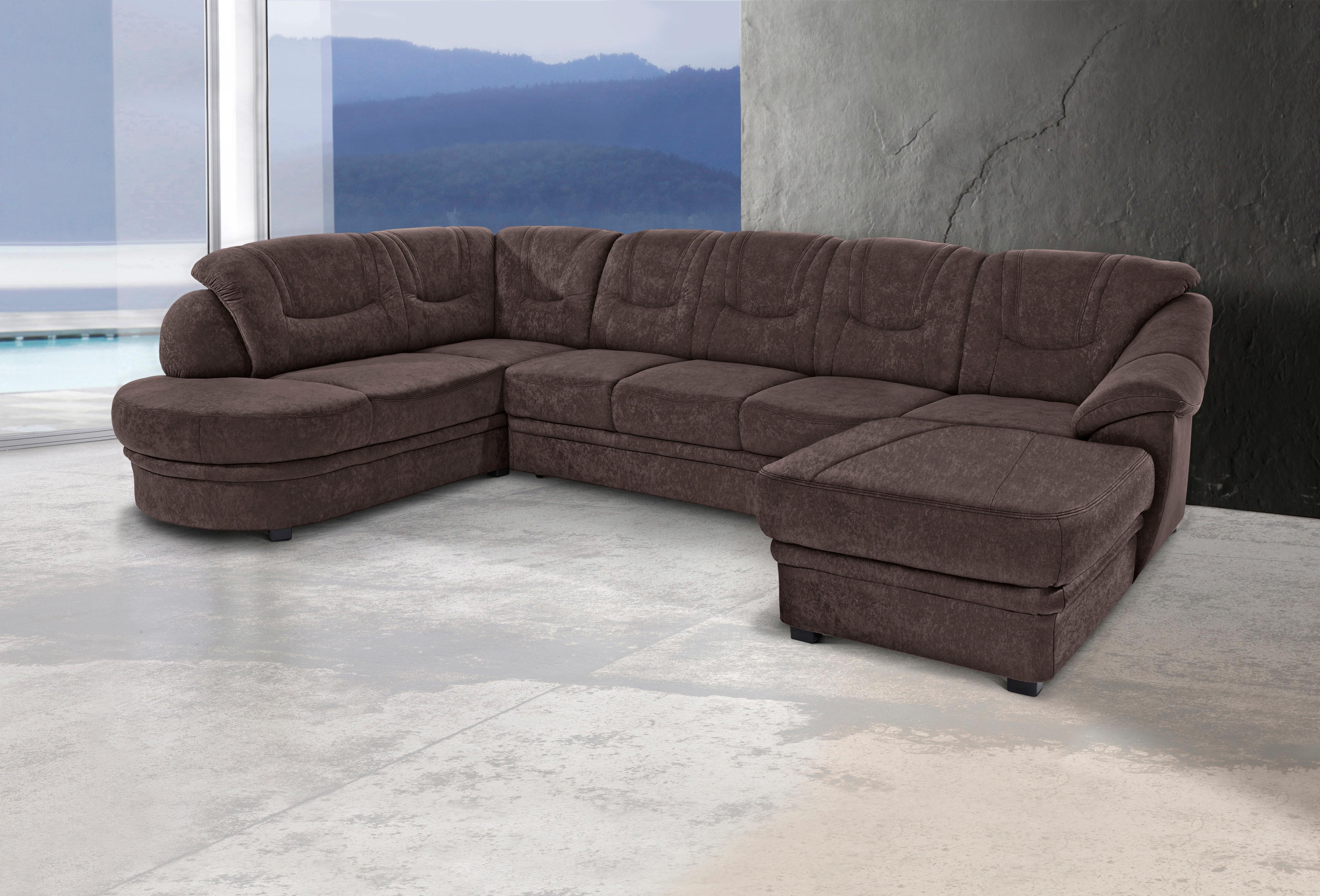 Wohnlandschaft SIT & MORE "Savoni U-Form", braun, B:334cm H:90cm T:206cm, NaturLEDER (echtes Rindsleder) in Sitz und Rücken. Korpus in passendem Kunstleder SOFTLUX bezogen;Luxus-Microfaser (100% Polyester);Struktur ( 100% Polyester);Luxus-Microfaser ALTAR