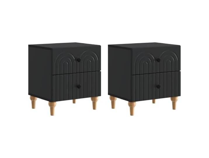 KUPTYERFG Nachttisch 2er Set Schwarz 43x34,5x48 cm Beistelltisch Stilvolles 2er Set Nachtschränke in Schwarz mit je 2 Schubladen für moderne Schlafzimmer und kompakte Wohnräume.