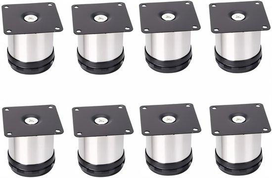 Famanu Verstelbare Meubelpoten - 8 stuks - Roestvrij staal - 50x50mm