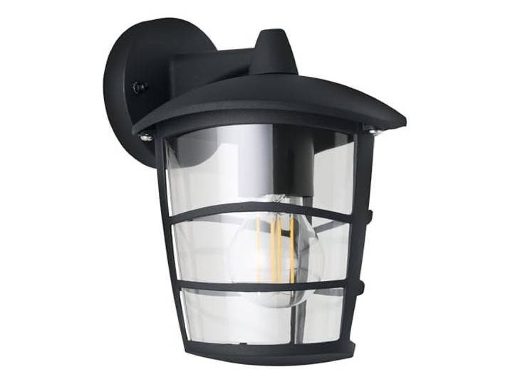 Eglo Applique murale extérieure Aloria\, 1 flamme\, luminaire mural en aluminium moulé et plastique\, couleur : noir\, douille : E27\, indice de protection IP44