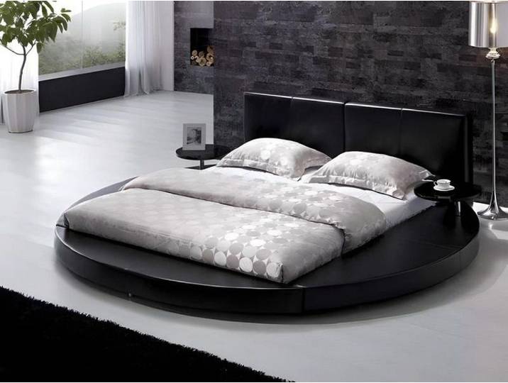 Xlmoebel Rundbett Schwarzes Designer Doppelbett für Jugendliche im Luxus-Stil (Doppelbett, inkl. Matratze), Made in Europa