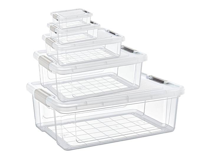 Aufbewahrungs- und Vorratsboxen Set mit Deckel, 5-tlg., transparent