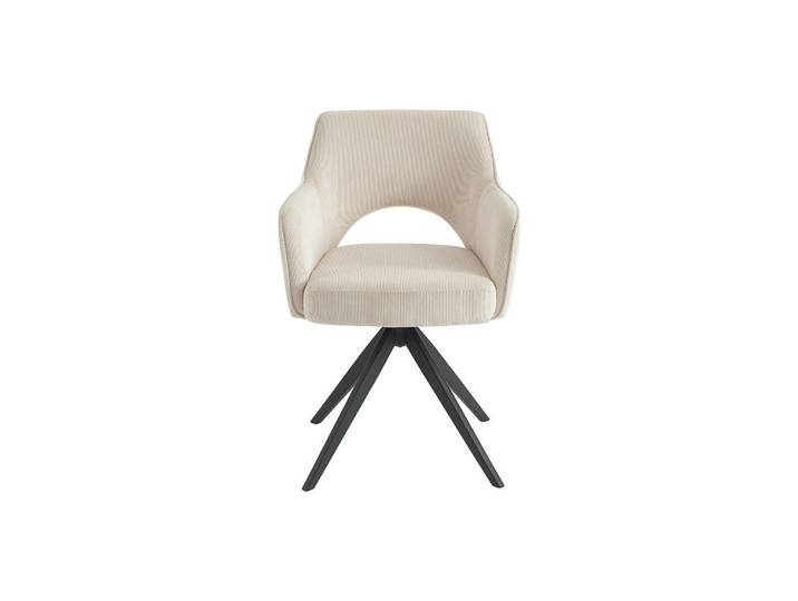Vente-Unique Stuhl - 58 cm x 59 cm - stoff - cremefarben Konya, Creme, Metall, Uni, 58x84x59 cm, Esszimmer, Stühle, Armlehnstühle