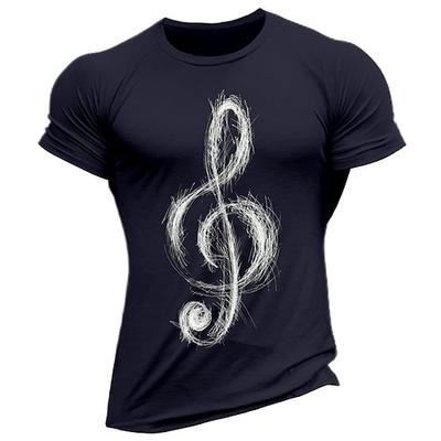 Herren Grafik Musik Violinschlüssel T-Shirt Kurzarm Skizzenhaftes Design