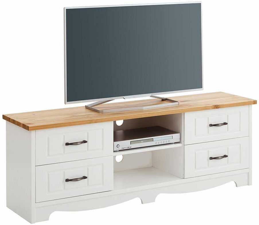 Pharao24.de TV Möbel in Weiß und Kiefer Honigfarben Landhaus Design