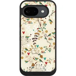 Nivocase Handyhülle für Google Pixel 10a Hülle NIVOpure Case Schwarz Blumen Retro Vogel (Google Pixel 10a), Smartphone Hülle, Schwarz