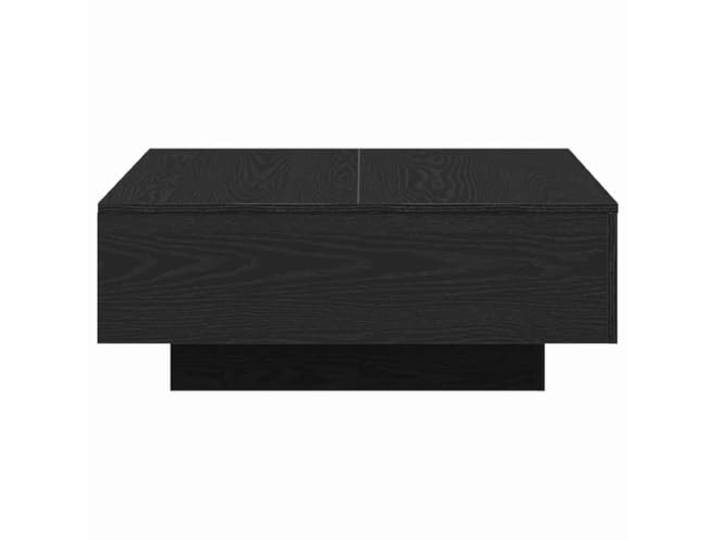KUTYWEXFM Couchtisch Schwarz Eichen-Optik Quadratisch 80x80x31 cm Flacher Sofatisch für das Wohnzimmer mit robuster Ablagefläche für Getränke, Zeitschriften und Deko im Alltag.