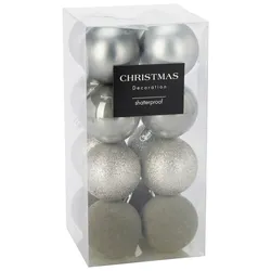 Christbaumkugel-Set Letty Silberfarben, 16-teilig