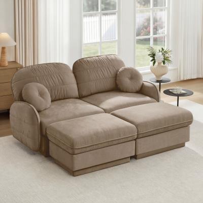 Loedds 73.2-inch 2-Seat U-Shaped Modern Chenille Sectional Sofa with Ottoman and Chaise for Living Room