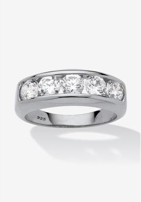 Men's Big & Tall Men's Platinum over Silver Cubic Zirconia Wedding Band Ring by PalmBeach Jewelry in Cubic Zirconia (Size 11)