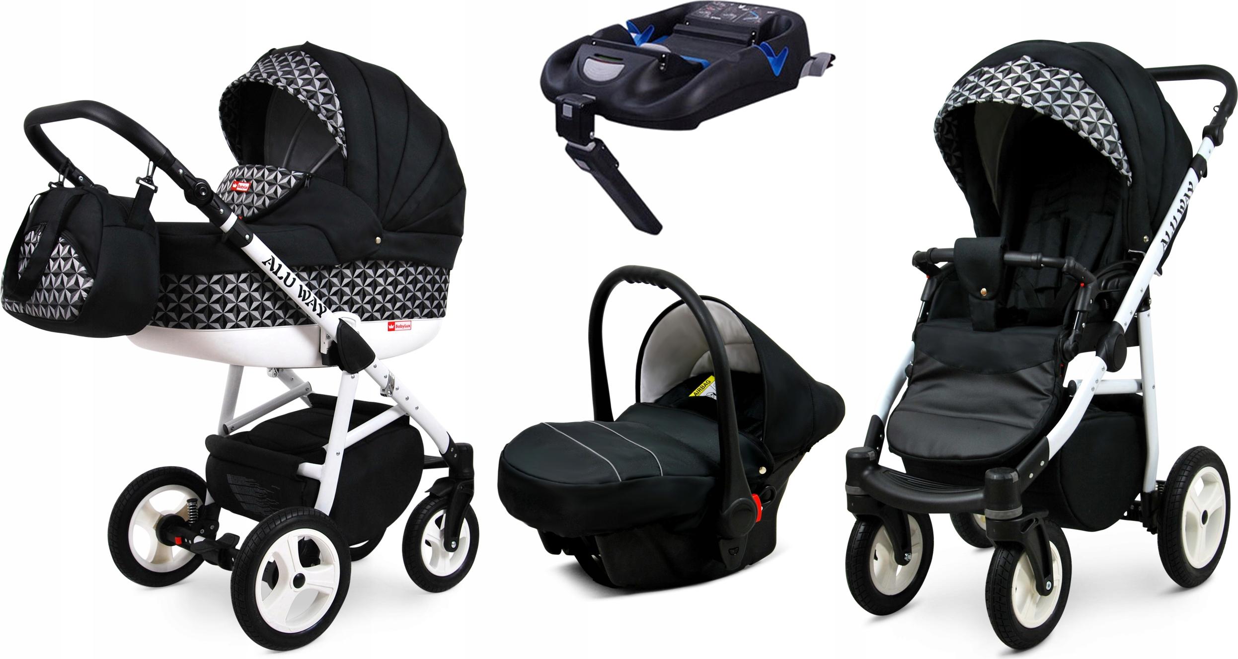 BabyLux Alu Way | 4in1 Kinderwagen Set | Optical Black | Kombikinderwagen | Kinderwagenset | Is