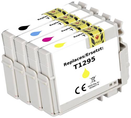 Renkforce Druckerpatrone ersetzt Epson T1295, T1291, T1292, T1293, T1294 Kompatibel Kombi-Pack Schwarz, Cyan, Magenta, Gelb