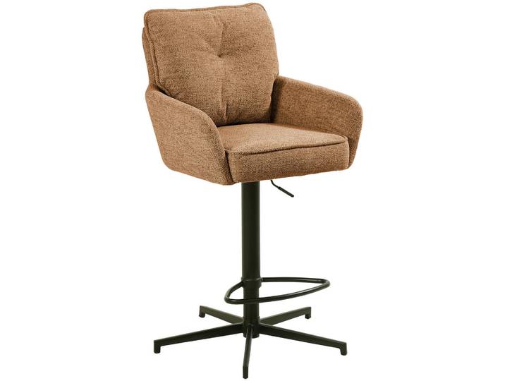 Novel Barhocker, Schwarz, Rost, Metall, Drehkreuz, Säule, 58x103-123x61 cm, Stoffauswahl, Sitzfläche 360° drehbar, Esszimmer, Barmöbel, Barhocker