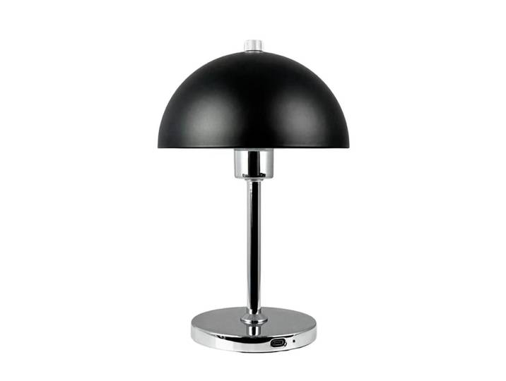 Lampe à poser en métal noir/chrome rechargeable