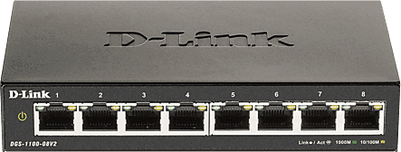 Switch - D-Link DGS-1100-08V2, 8 Puertos, 10/100/1000BASE-T, D-View 7 Network Management System, Negro