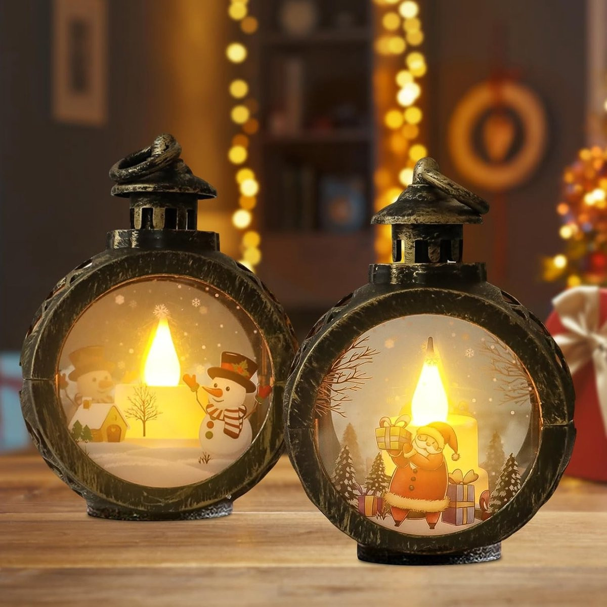 LED Kerstlamp Vintage Windlicht voor Binnen - Sfeervolle Kerstdecoratie met Lantern en Verlichting