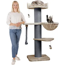 HAPPYPET Premium Kratzbaum Grosse Katzen Stabil 'Cooper' – 150 cm Großer Katzenbaum   Cappuccino