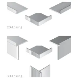 HSK 3D-Ecke, außen, flächenbündig ca. 24 × 24 mm, schwarz-matt, 930013-68 930013-68