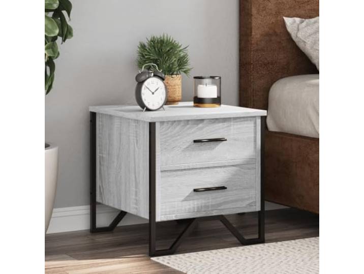 HEFZGDB Nachttische 2 STK. Grau Sonoma 40x41x40 cm Holzwerkstoff mit Schubladen und Metallbeinen für Stauraum und Stabilität, Elegante Nachttische für Wohnzimmer und Schlafzimmer