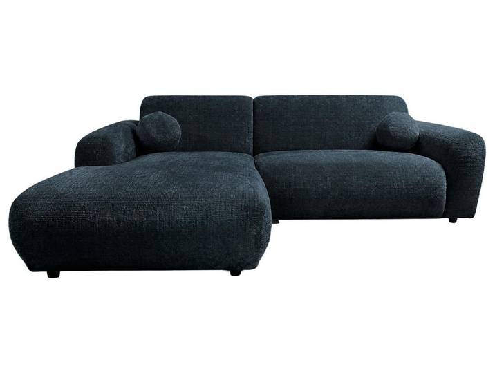 Best Mobilier Louise - Canapé d'angle gauche 4 places en velours texturé \, Bleu
