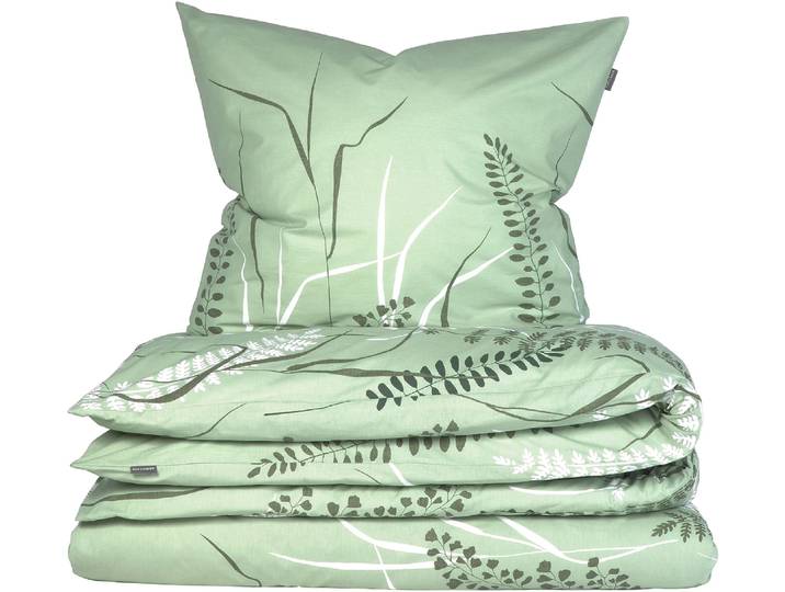 Bettwäsche SCHIESSER Annic aus weicher Baumwolle in floralem Dessin , grün, B/L: 155cm x 220cm, 1 Stk., 1 Stk., Renforcé, B/L: 80cm, 2 Stk., Renforcé, Obermaterial: 100% Baumwolle, Bettwäsche, Bettwäsche, OEKO-TEX MADE IN GREEN