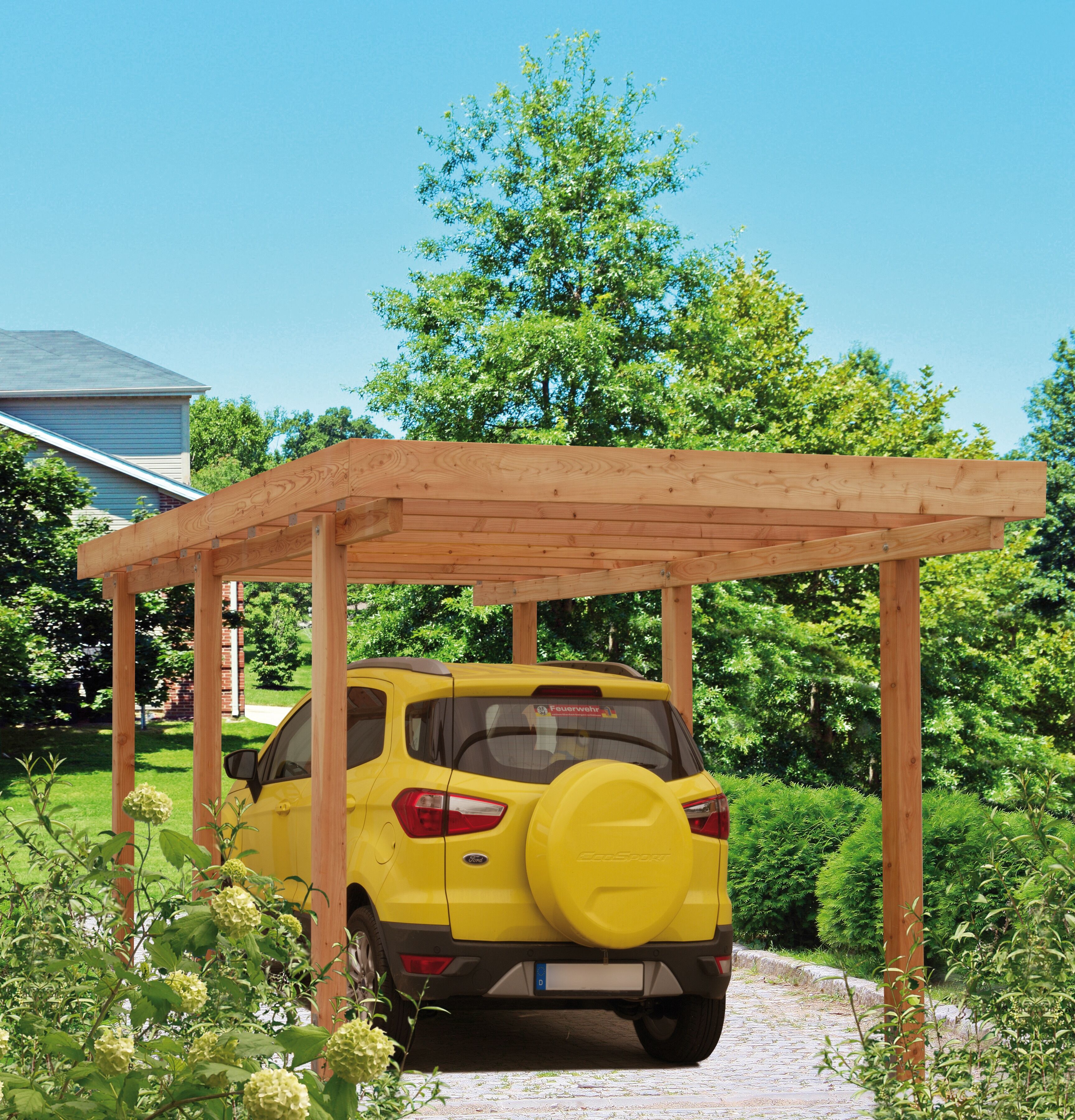 Einzelcarport KIEHN-HOLZ "Berlin", beige (natur), B/H/T: 207cm x, Carports, Einzelcarport