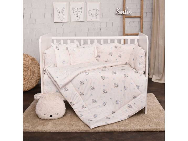 LORELLI Babybettwäsche 2080008 5-teilig 140 x 70 cm, Baumwolle, 5 teilig, Nestchen, Bettlaken, Baumwollbezüge, Reisebett geeignet, Zugluftschutz