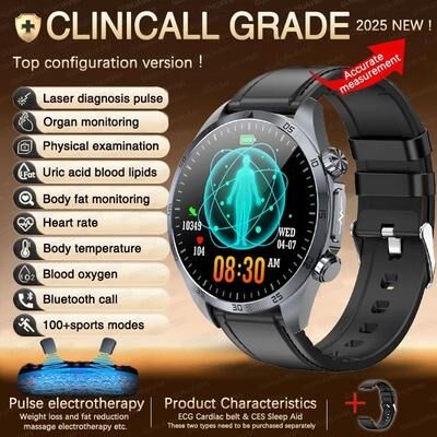 Uplifted Finds 2026 Pulse Elite ECG+PPG Smartwatch   Metabolic Health & Body Fat Tracker   Executive Uric Acid & Blood Lipid System black Leather