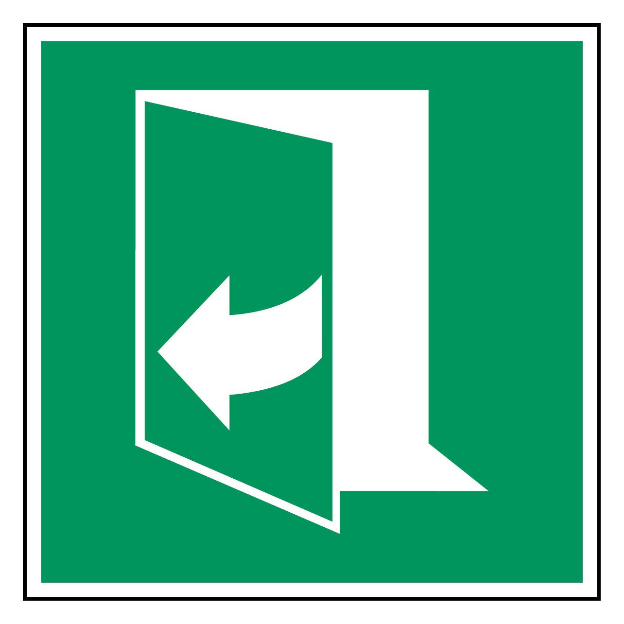 Brady ISO-Sicherheitsschild - Tür öffnet durch Ziehen an der rechten Seite (E/E058/NT-PP-148X148/1-B)