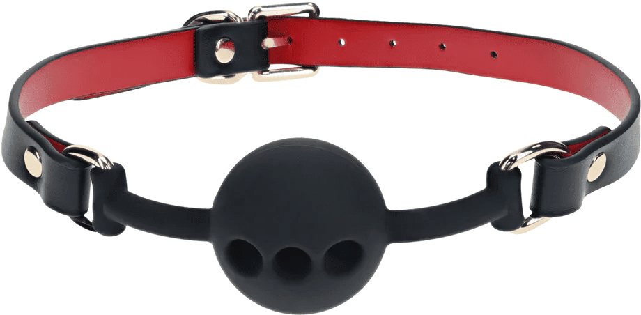 Ouch Bâillon Boule à Trous en Silicone - Collection Milan - Noir et Rouge