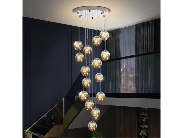 Escalier en spirale moderne LED Lustre Lustre salon Duplex bâtiment Loft lampes suspendues nordique décor à la maison salle à manger éclairage